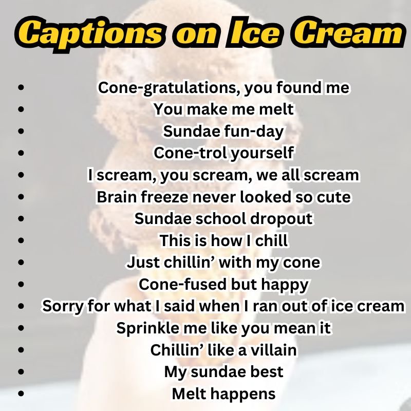 Kids enjoying soft-serve cones with playful handwritten captions in the background.
