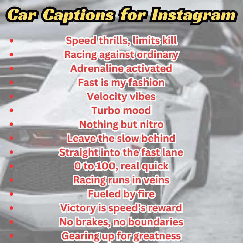Convertible on the highway with motivational Instagram captions popping up.