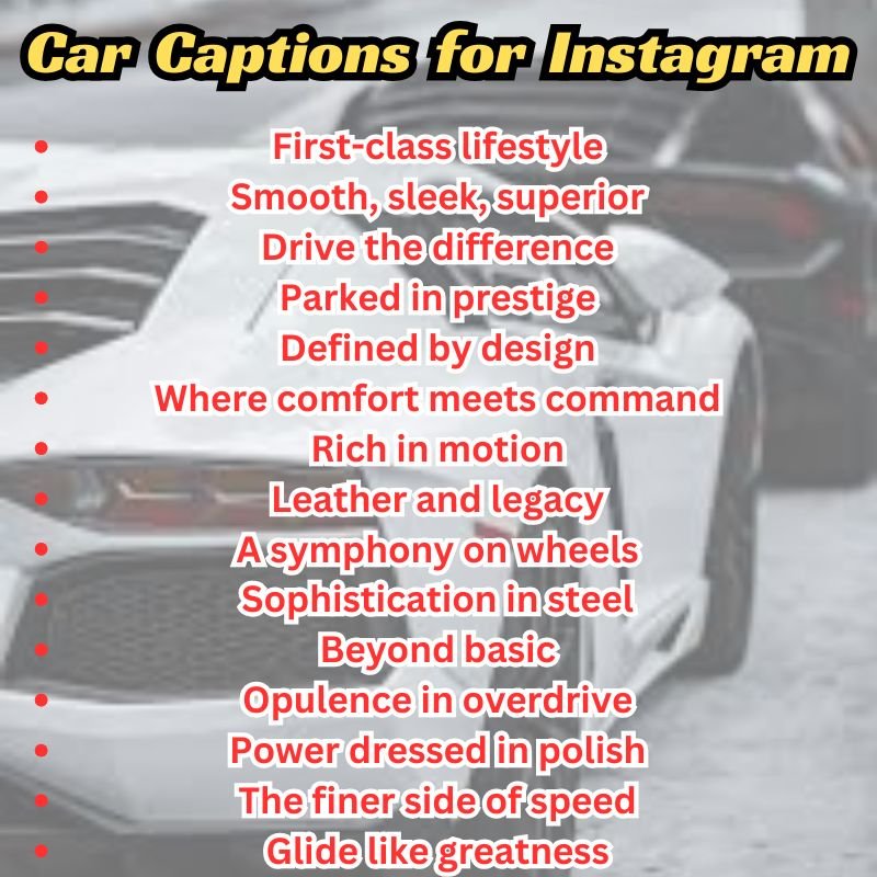 Collection of Instagram posts with diverse car photos and creative captions.