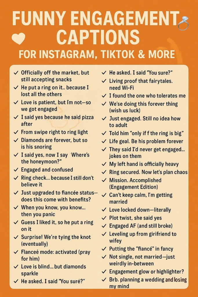 500+ Funny Engagement Captions For Instagram, TikTok & More 2025