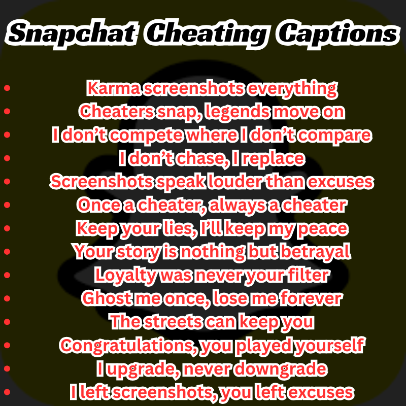 Creative Snapchat cheating captions list to expose, joke, or clap back.