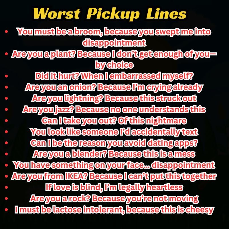 Comic-style illustration of the worst pickup line gone wrong