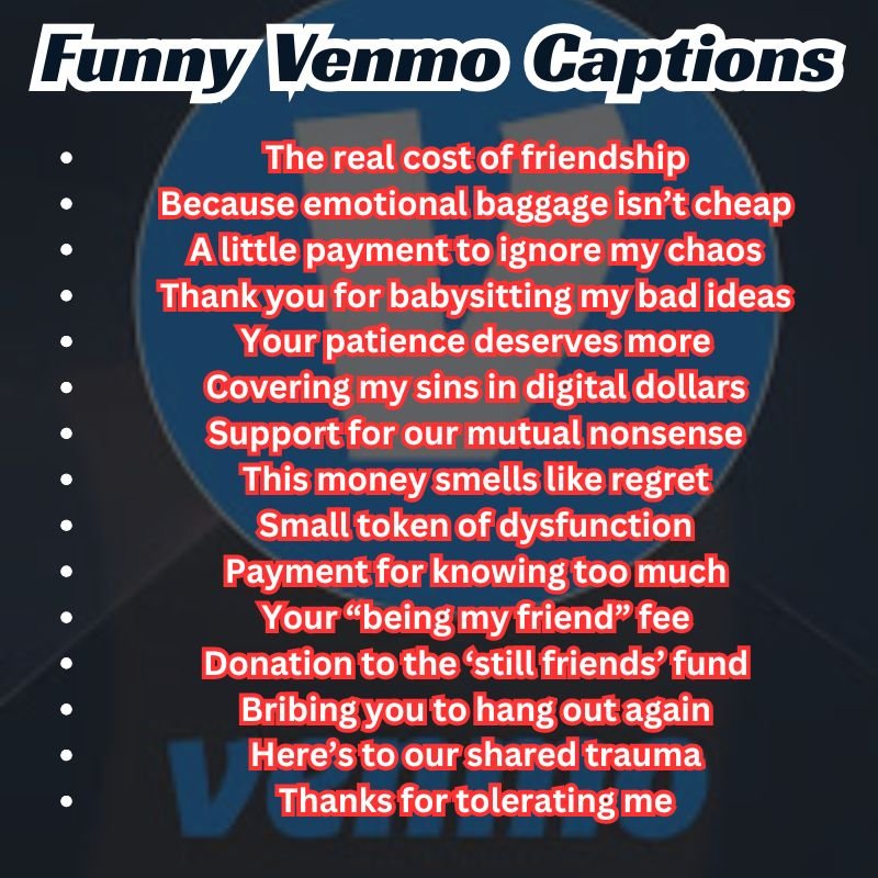 Venmo caption idea list on paper beside a smartphone