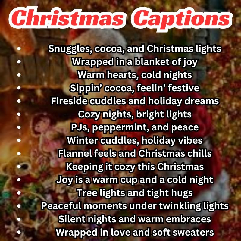 A list of festive Christmas captions for social media posts