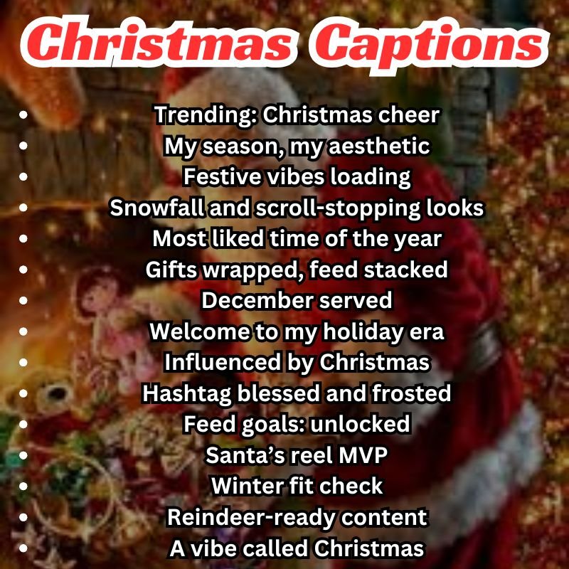 Holiday photo with cheerful text overlay and snow in the background