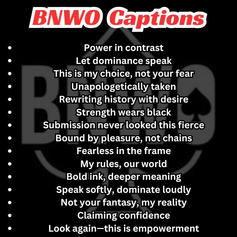 A bold text overlay saying “BNWO Captions” on a dark, moody aesthetic background