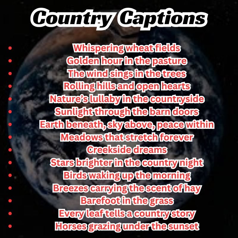 Collection of Instagram posts featuring country captions and rural photography