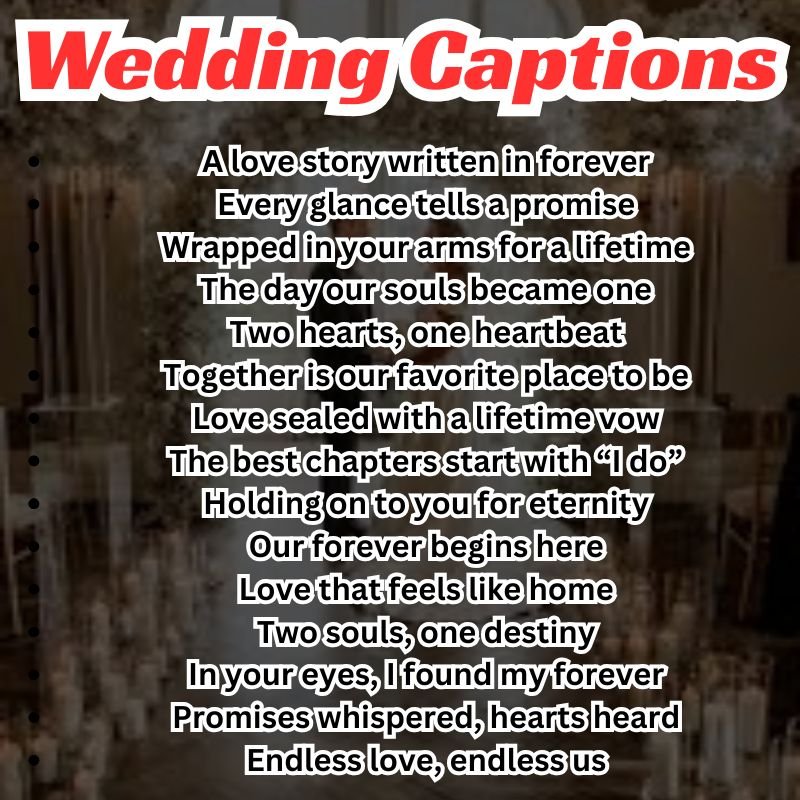 Bride and groom laughing with romantic wedding caption overlay