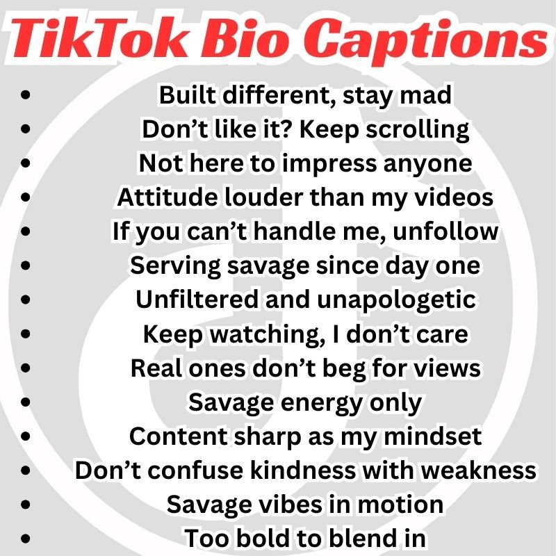 Savage TikTok Bio Captions