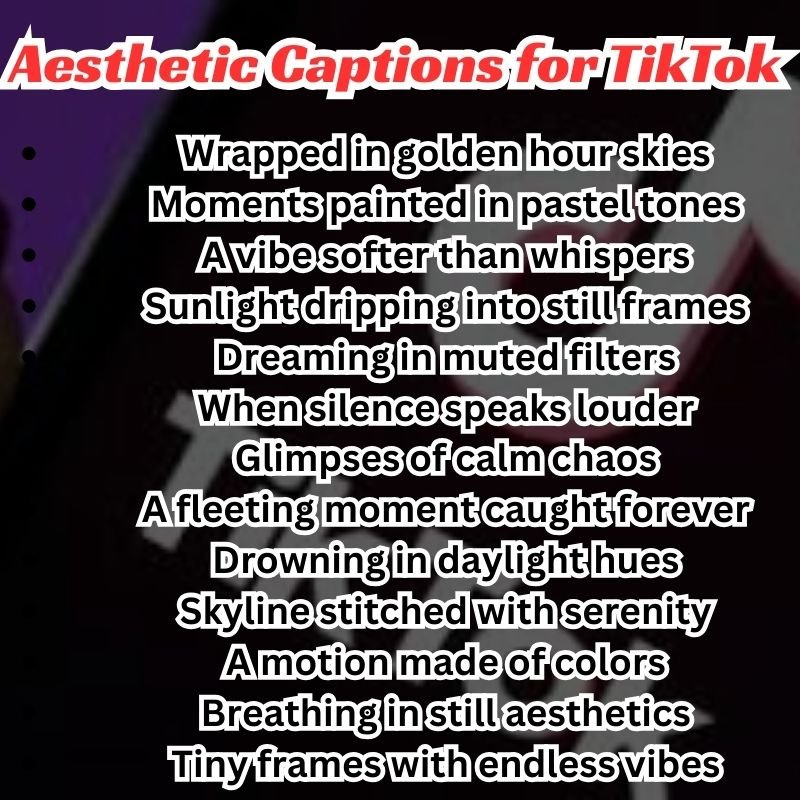 Trending TikTok aesthetic captions list for stylish and creative posts