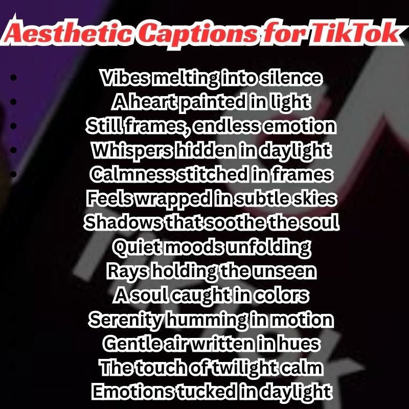 Best list of short and cute aesthetic captions for TikTok videos